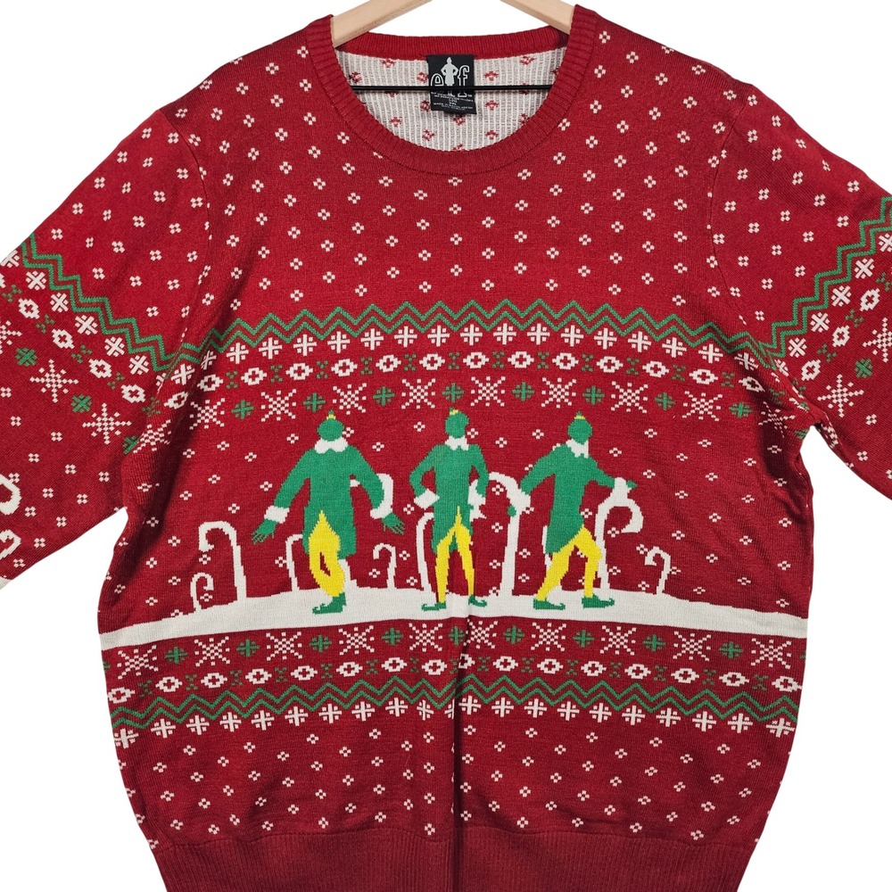 NEW Elf Buddy the Elf Christmas Sweater Men XXL Red Fair Isle Holiday Movie